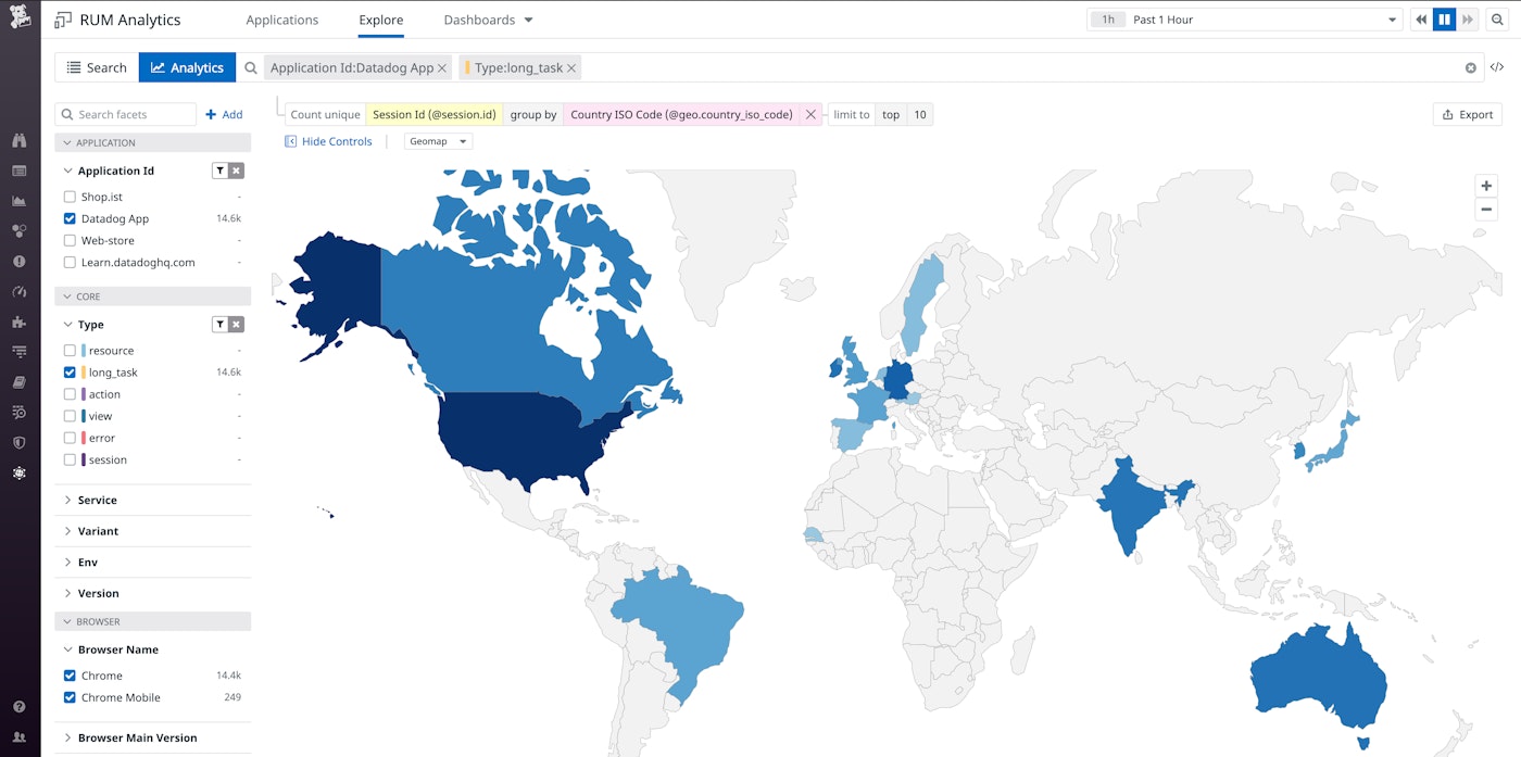 Geomap showing countries with highest distribution of long tasks Geomap showing countries with highest distribution of long tasks