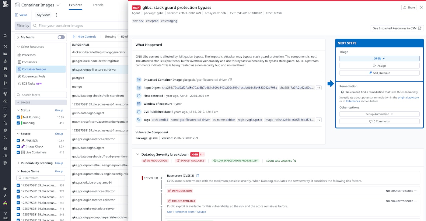 Container image details in the Datadog Container Image view Container image details in the Datadog Container Image view
