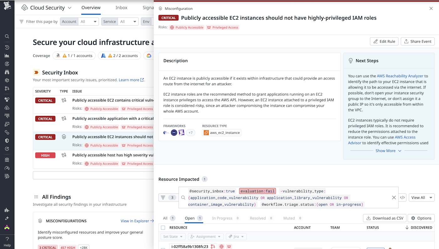 IAM misconfiguration finding in Datadog Cloud Security IAM misconfiguration finding in Datadog Cloud Security