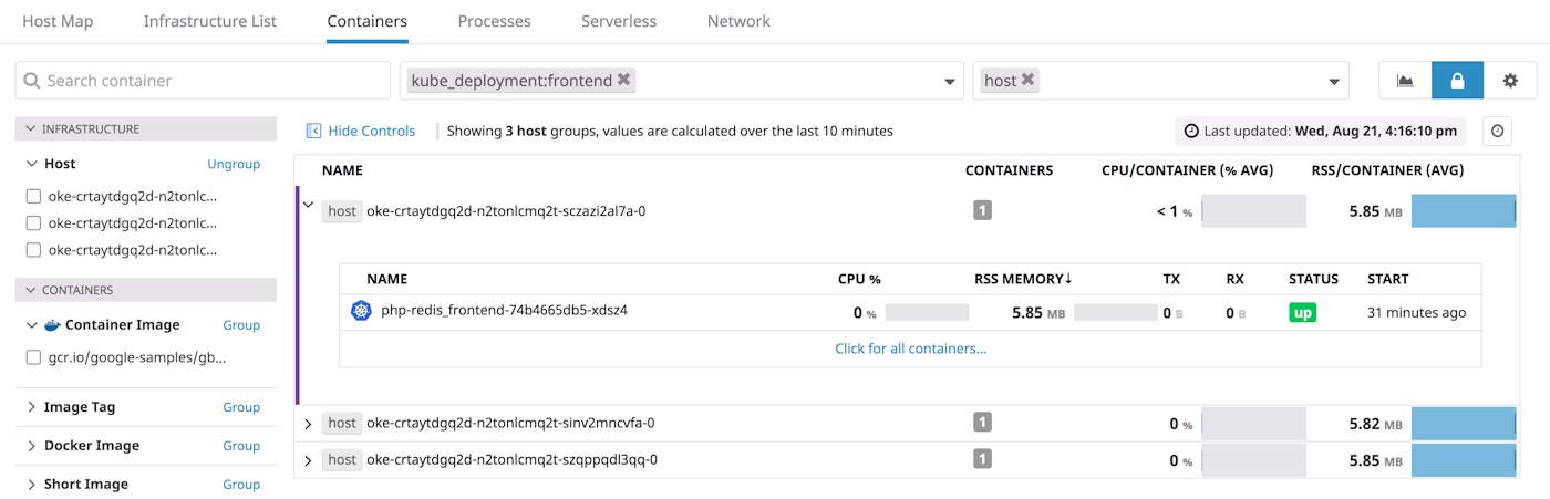 docker containers filtered by kubernetes deployment and grouped by host docker containers filtered by kubernetes deployment and grouped by host