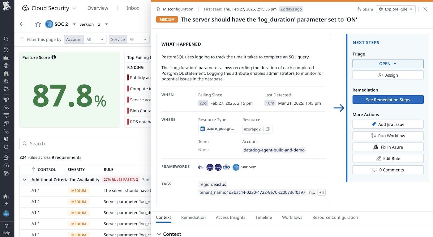 Evaluate your organization's compliance posture against various industry benchmarks and frameworks directly in the CSM's compliance page. Evaluate your organization's compliance posture against various industry benchmarks and frameworks directly in the CSM's compliance page.